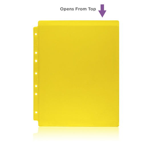 Yellow Tinted Sheet Protectors for Side Opening Ring Binders, Top Loading