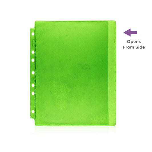Green Tinted Sheet Protectors for Side Opening Ring Binders, Side Loading