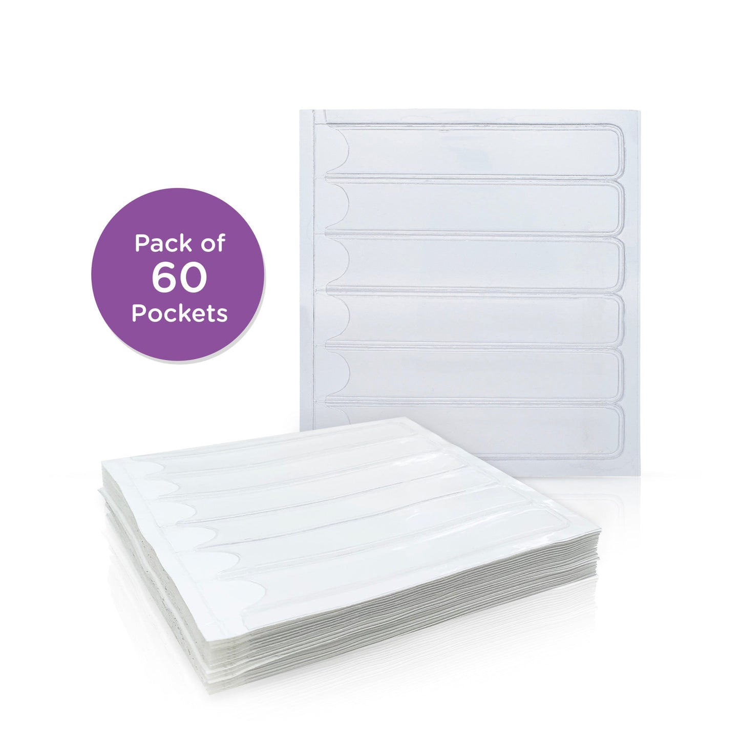 Adhesive I.D. Card Pockets for 1'' Ring Binders (60 Pack)